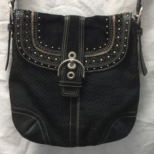 Coach leather/canvas shoulder bag 13x13